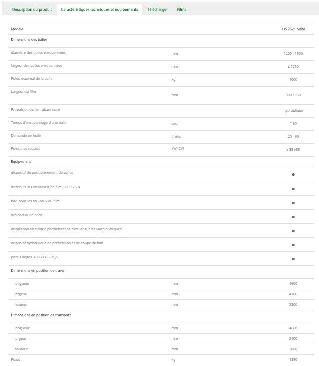 SIPMA OS 7521 MIRA - Enrubanneuse agricole auto-chargeuse - Largeur de film 500 à 750 mm_3