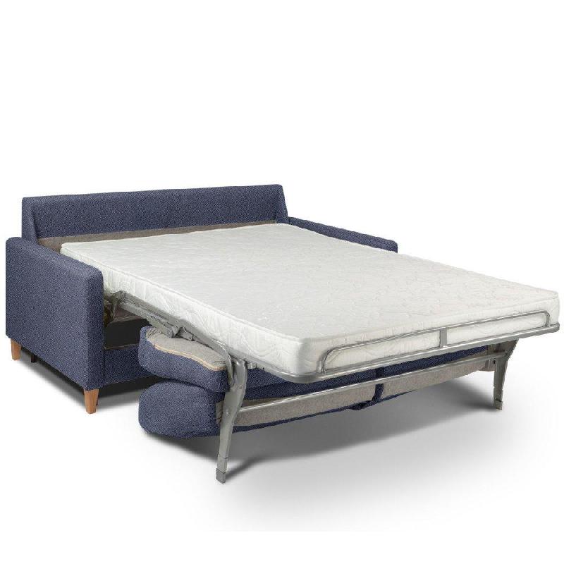 Canapé convertible OGGETTO - Matelas 16 cm - Système express - Sommier à lattes 120 cm - Velours bleu cobalt - Fabrication italienne_3