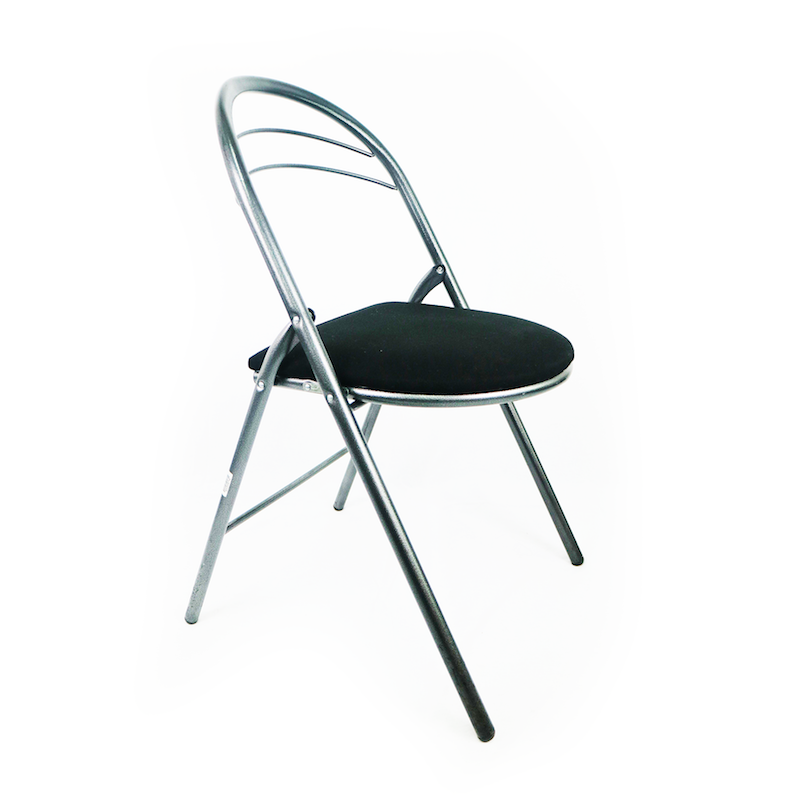 Chaise pliante métallique d'occasion - piétement tube métal chromé - usage professionnel - pratique et résistante_3