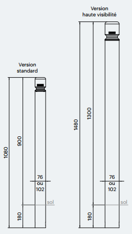 Potelet agglo pour aménagement de la rue - Tube acier Ø76/102 mm - Versions standard, haute visibilité et accessoires_3