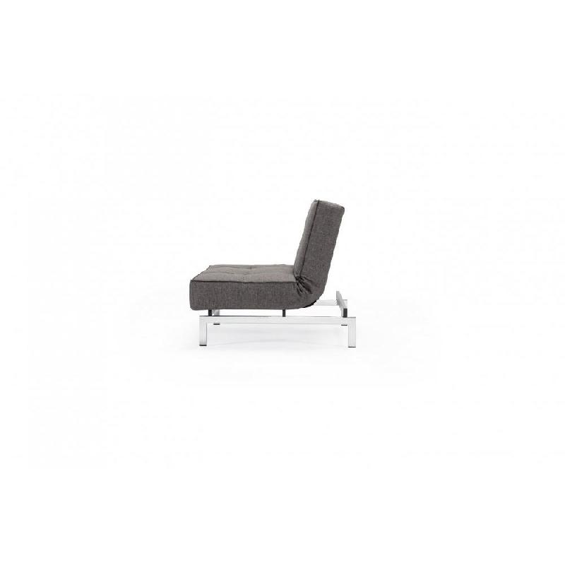 Innovation Living - Fauteuil design Splitback Chrome convertible lit 90x115 cm - tissu Flashtex Dark Grey, confort et élégance_3