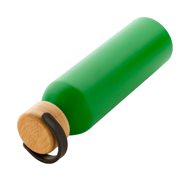 Bouteille en aluminium - 600 ml - couvercle en bambou - couleur verte - 150 g_3