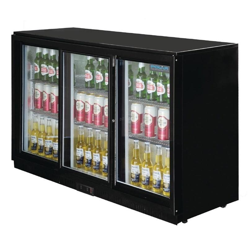 Arrière-bar trois portes coulissantes Série G noir 330L GL006 Polar_3