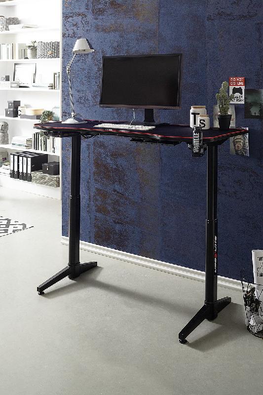 Bureau assis debout électrique réglable en hauteur de 73 à 123 cm - Plateau bois imitation carbone 140x65 cm - DX Racer Gaming 3_3