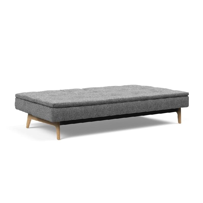 Canapé convertible design Dublexo Eik - tissu Twist Charcoal - pieds chêne naturel - 210x115 cm_3