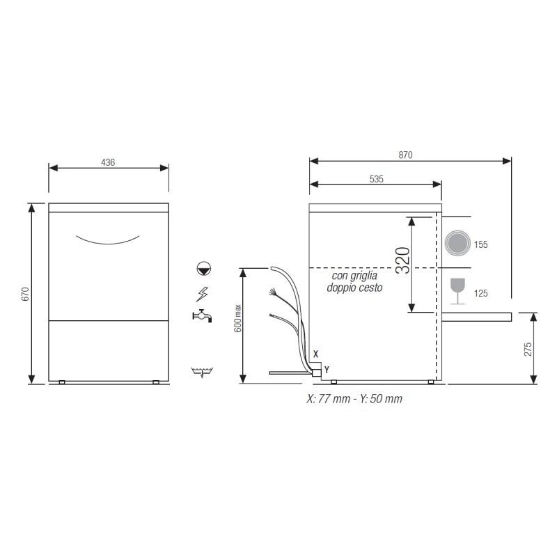 Lave-verres Mono 230V+T Panier 390x390mm Gamme FAST V1 Elettrobar Furnotel_3