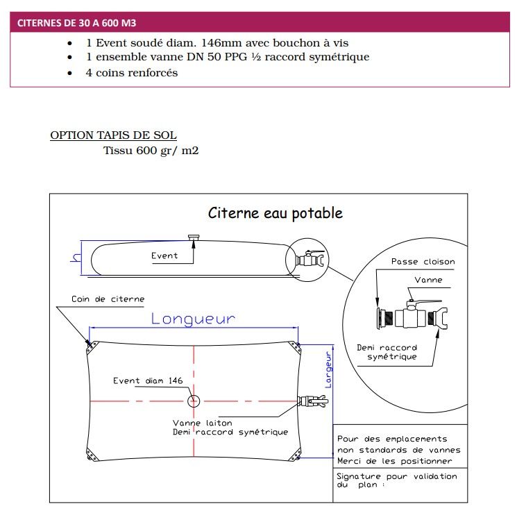 Citerne souple pour l'eau potable - RCY - poids 950 g/m² - capacité de 0,5 à 120 m³_3