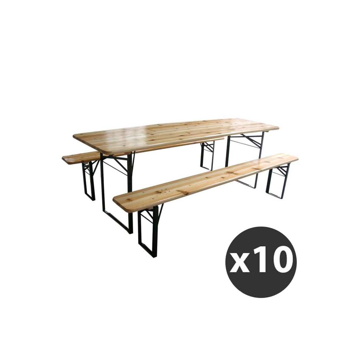 Set brasserie table et banc 220 cm - lot de 10 - pliants - usage professionnel intérieur/extérieur_3