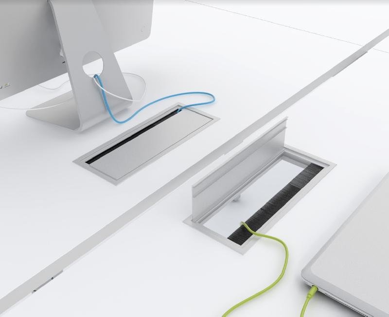 Table de réunion rectangulaire Ogi U - MDD - Oui, Blanc Pastel, Alu, 320_3