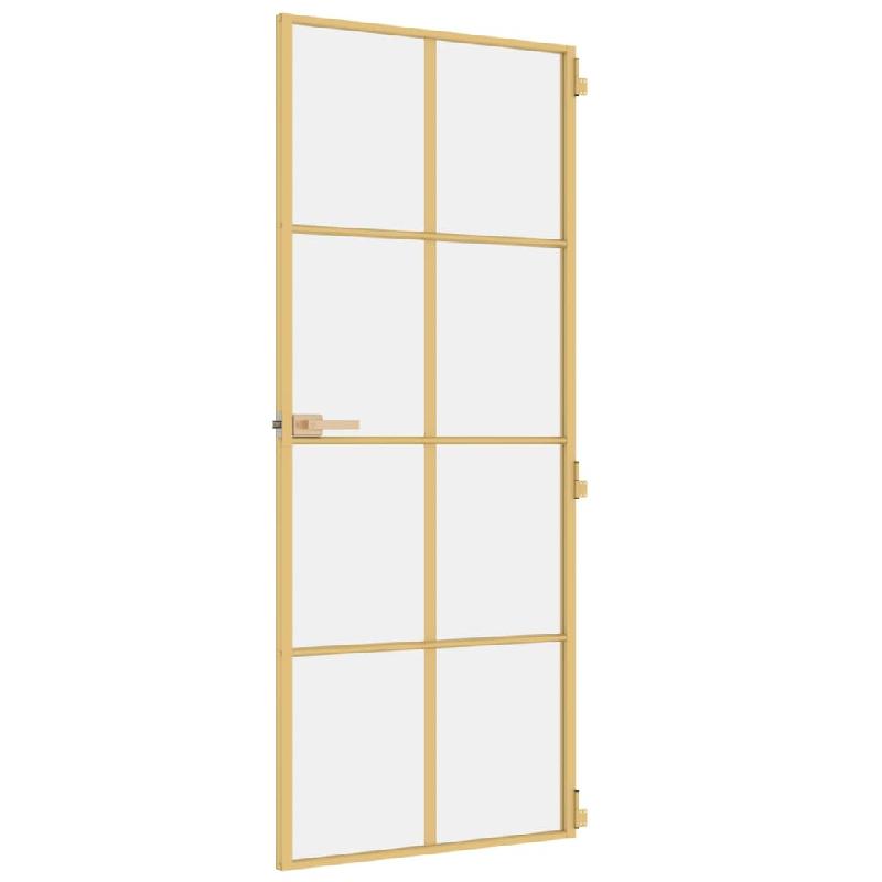 Vidaxl porte intérieure mince doré 83x201,5 cm verre trempé aluminium 155141_3