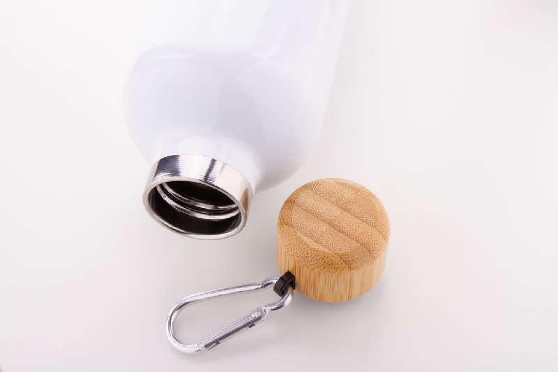 Thermos isotherme double paroi en acier inoxydable - couvercle bambou et mousqueton - 500 ml_3