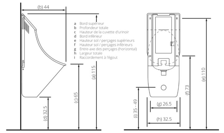 Urinoir en acier émaillé, sans eau, avec écran hd, econeo® 330_3