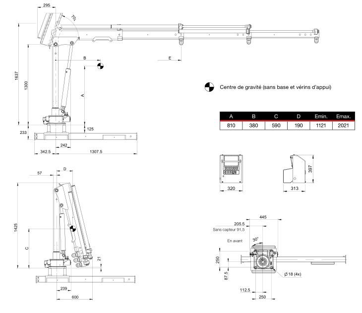 HIAB T-DUO 013 grue compacte avec extensions hydrauliques 2 à 4.2 m