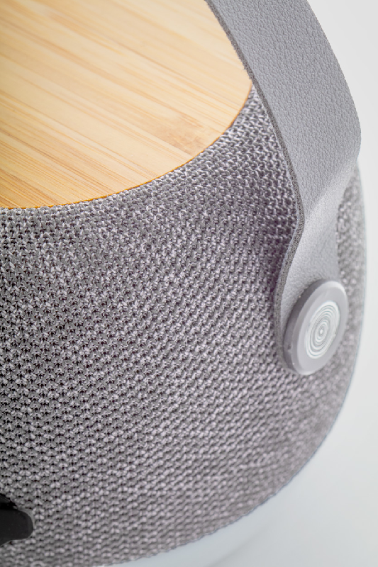 Enceinte Bluetooth - Boîtier ABS recyclé - Tissu RPET - LED - Chargeur sans fil bambou 15W - Batterie 1200 mAh_3