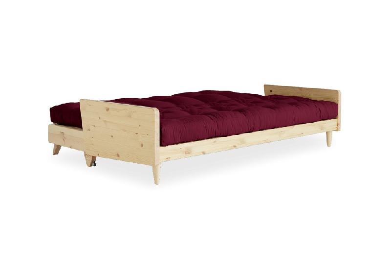 Canapé 3 places convertible Indie - Style scandinave - Futon Bordeaux - Couchage 130x190 cm - Marque Karup_3