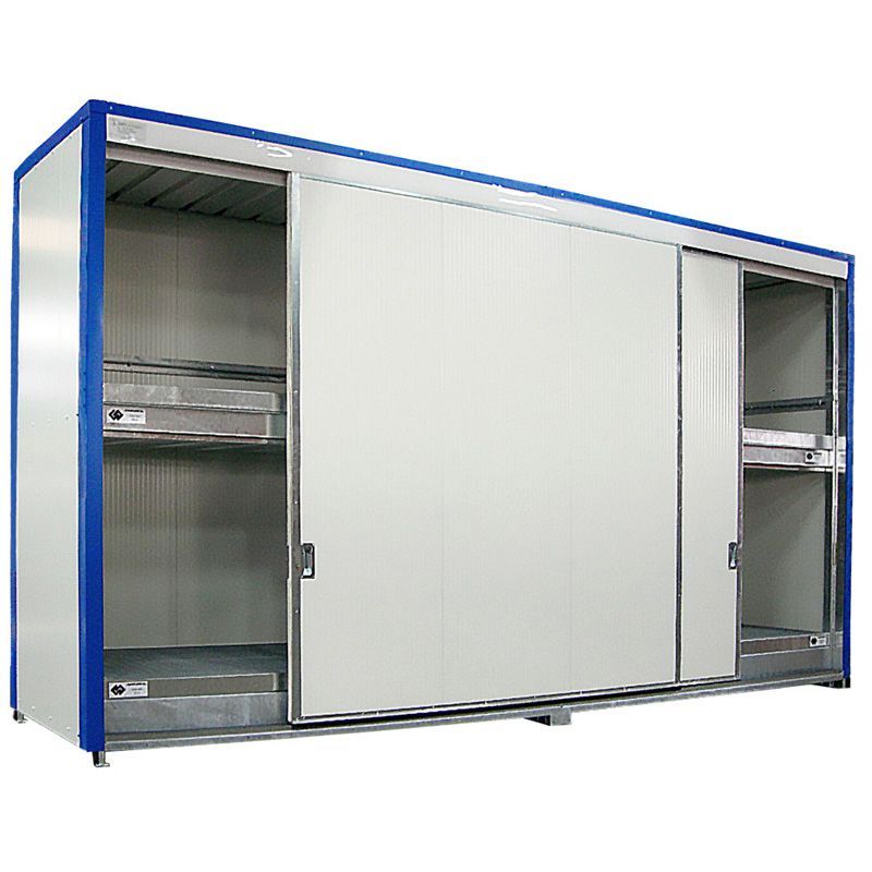 Stockage sécurisé de fûts et IBC dans un conteneur à rétention intégrée