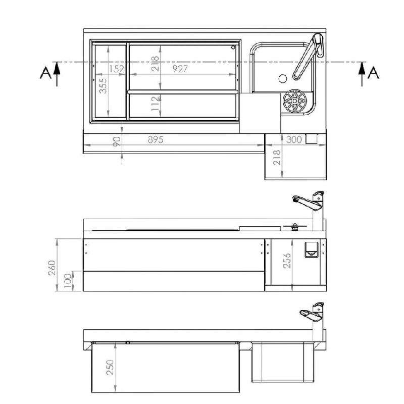 Table réfrigérante bar/boissons 3 tiroirs - 1,6 x 0,6 m - 235 litres_3