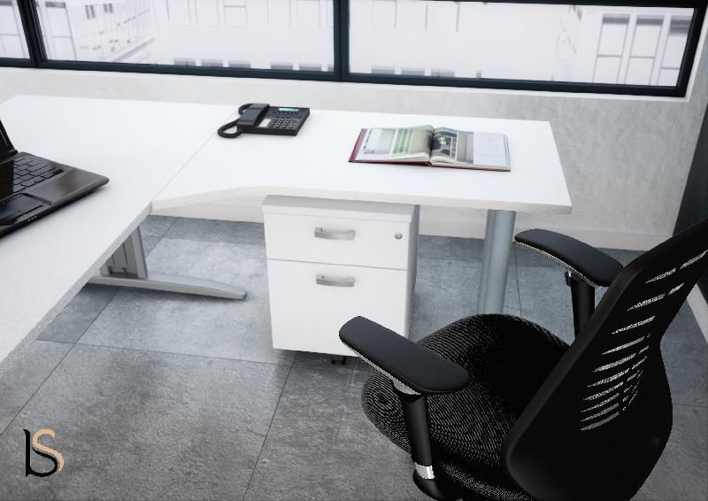 Bureau convivial Tono avec retour et ½ lune - Mobel Linea - Acacia foncé, Gauche_3