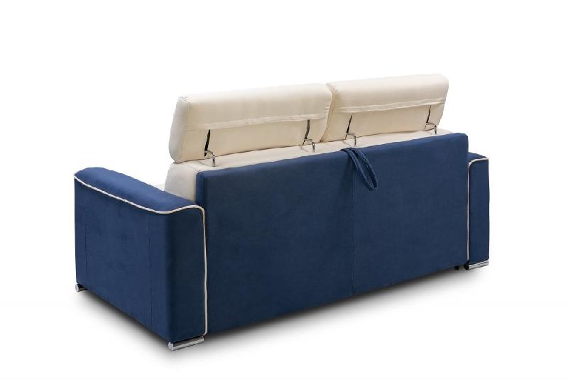 Canapé convertible express Canberra 140 cm - Matelas 16 cm bicolore microfibre ivoire et bleu cobalt - Fabrication italienne_3