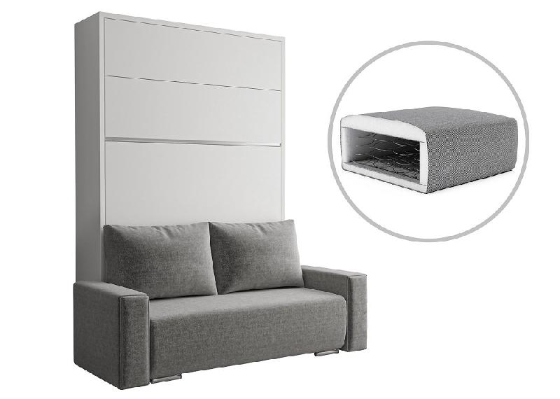 FALCON SOFA - Armoire lit escamotable avec canapé et rangements intégrés - Couchage 140 x 200 cm - LED et sommier 34 lattes_3