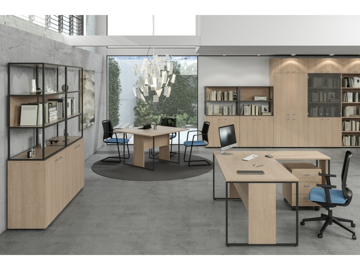 Bureau de direction design industriel BELAIR - pieds métal, bois mélaminé, finitions modernes, livraison rapide_3