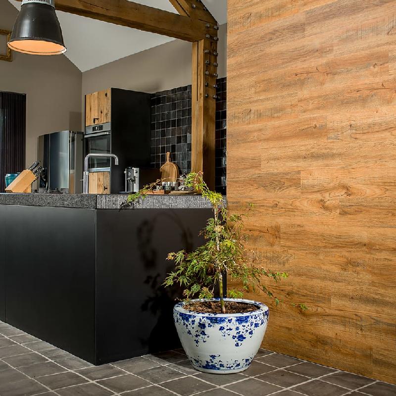 Wallart planches d'aspect de bois chêne de récupération marron rouille 432696_3