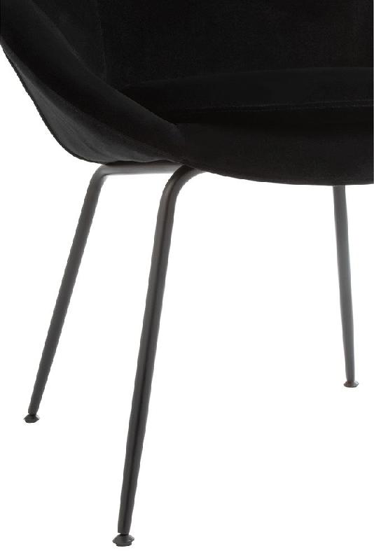 Chaise TROE ronde - Noir - Design rétro avec accoudoirs - Structure métal - Assise tissu et mousse_3
