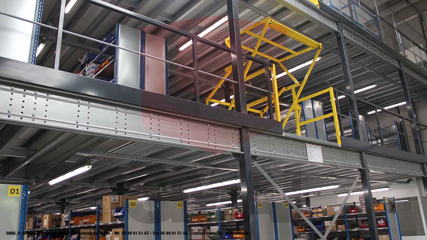 Plateforme / mezzanine sur 2 niveaux - Grandes portées - Charge jusqu'à 1000 kg/m²_3