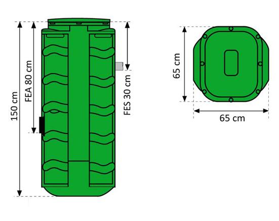 Poste de relevage Sanidrain® HT.150cm - Prêt à poser - Fil d'eau profond - DN 32 - Refoulement diamètre 50 mm_3