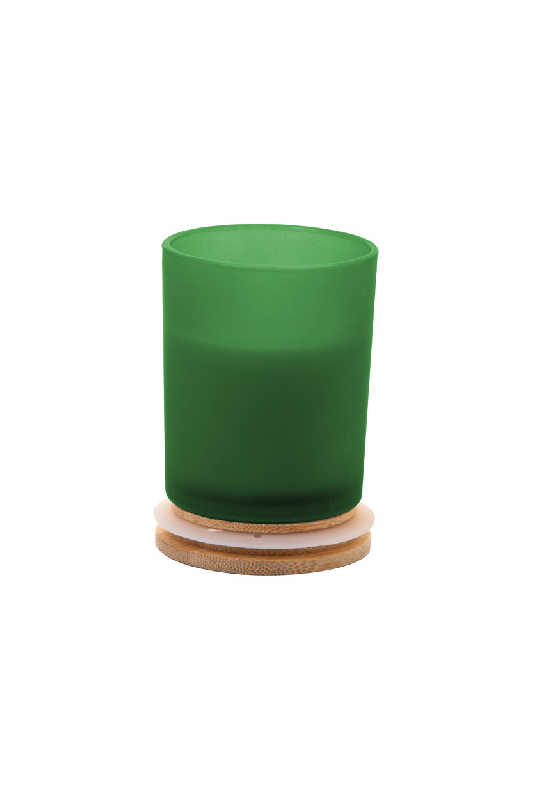 Bougie parfumée en cire végétale - support en verre dépoli avec couvercle en bambou - 120g_3