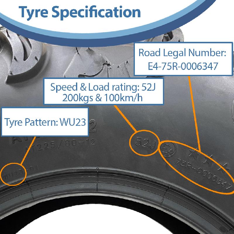 27x9.00-12 (225/80-12) 6ply ATV Tyre WU23 OBOR Scoprio 52J Road Legal (Set of 4)_3