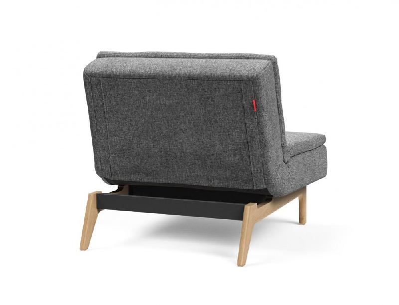 Fauteuil design convertible Dublexo Eik - Lit 90x115 cm - Pieds chêne naturel - Tissu Twist Charcoal_3