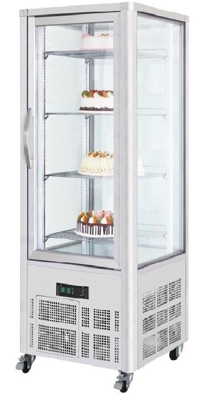 Vitrine à pâtisserie sur roulettes avec 4 côtés vitrés_3