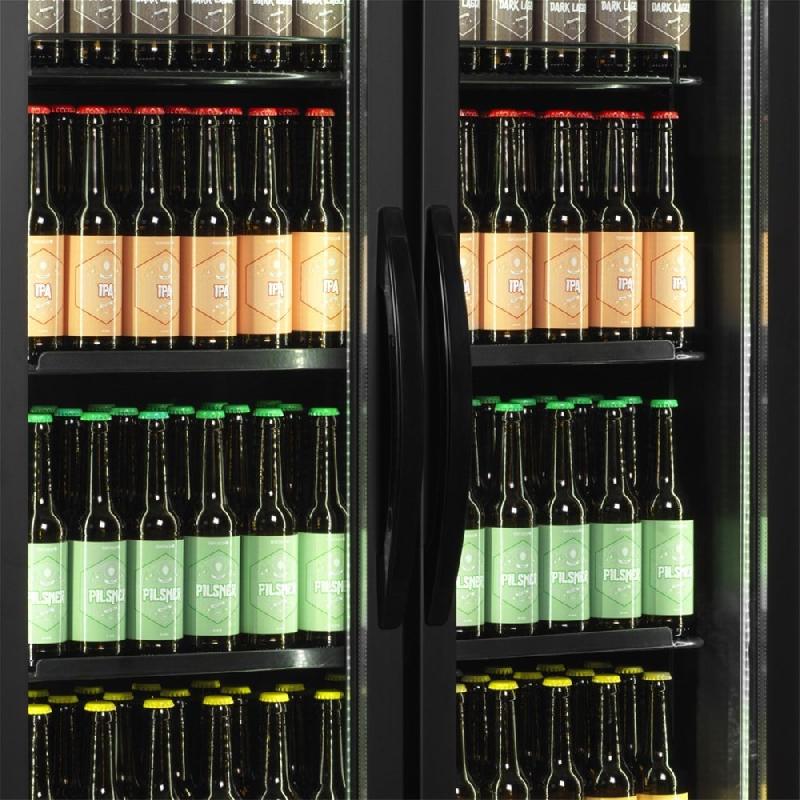 Vitrine réfrigérée noire - gamme FSC BLACK - 2 portes - finition contemporaine avec cadre en aluminium noir_3