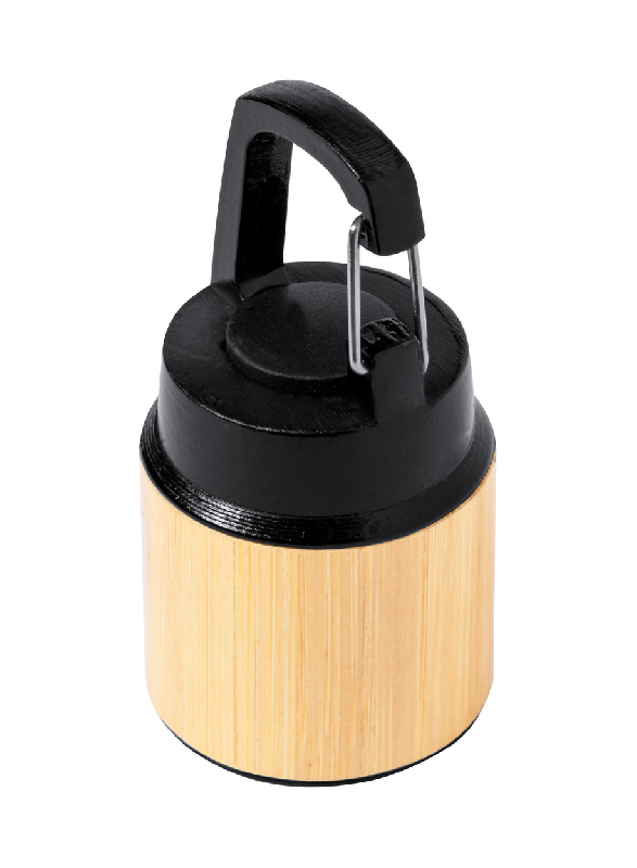Lampe de poche en bambou - plastique ABS - LED COB avec mousqueton - piles bouton incluses_3