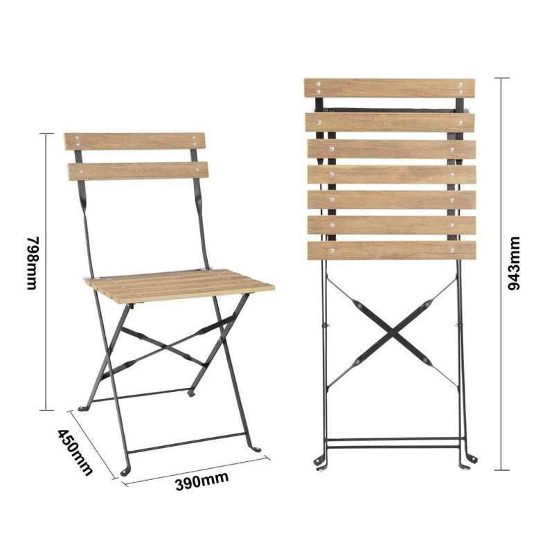 Chaises de terrasse pliantes Perth effet bois (lot de 2) | Bolero - FU539_3