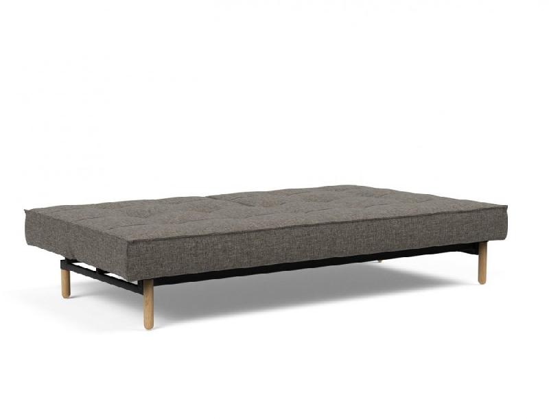 Canapé-lit Innovation Living Splitback Styletto - Convertible en lit 115x210 cm - Pieds chêne naturel - Tissu Flashtex Dark Grey_3