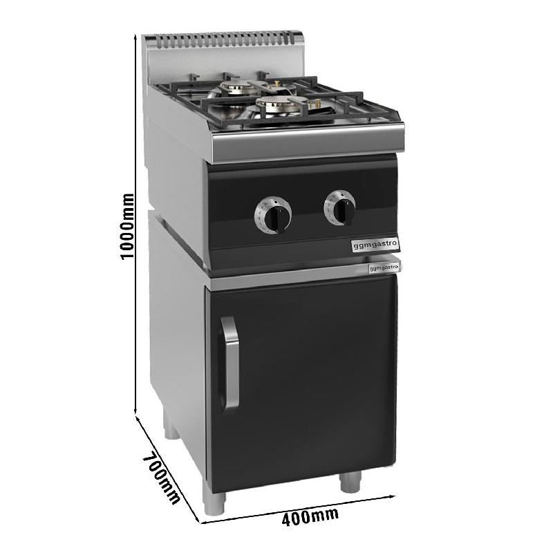 Cuisinière à gaz - 10 kW - 2 brûleurs - incl. Soubassement avec 1 porte  - Mario 700 | GGM -GHK473M-GK466T_3