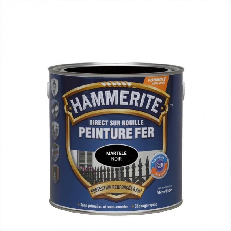 Peinture fer extérieur - Direct sur rouille - HAMMERITE noir martelé - 2.5 L - Protection et décoration_3