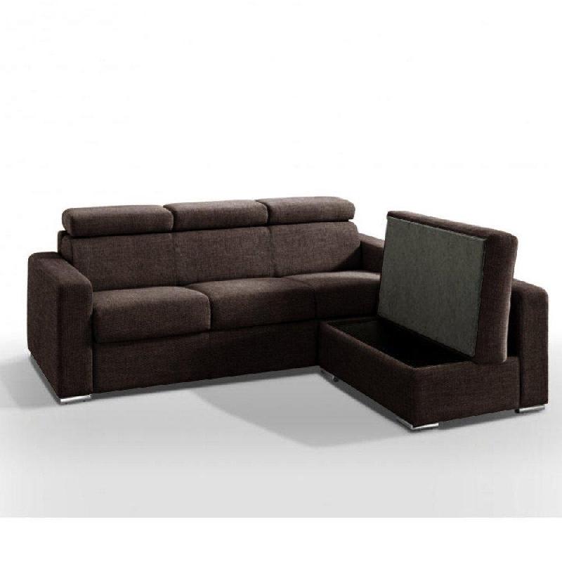 Canapé d'angle 4-5 places Faster XXL - Convertible express avec matelas 18 cm en microfibre marron - Méridienne modulable_3
