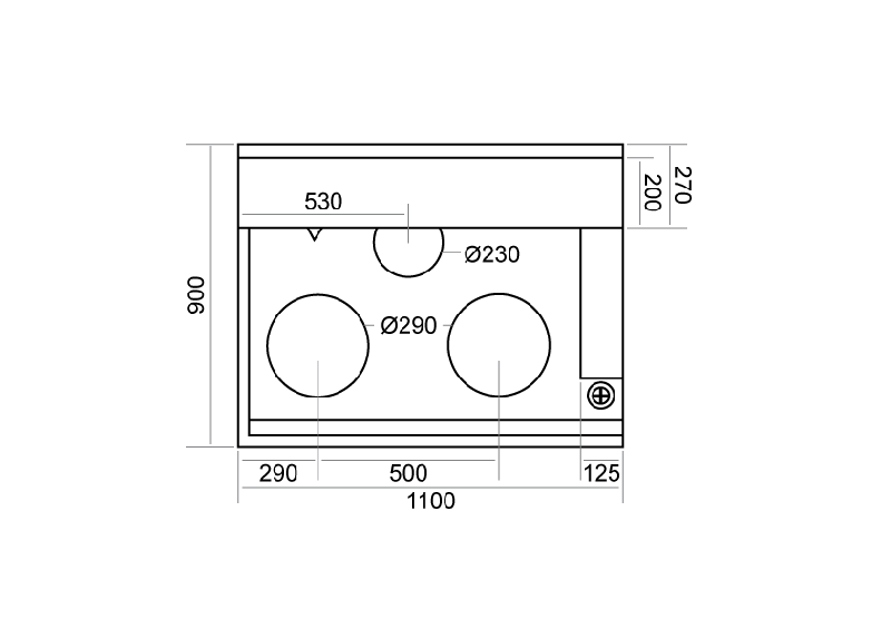 Fourneau wok 3 bruleurs l 1090 avec rideau d'eau asia ii cr  BERTRAND - jumbo_3