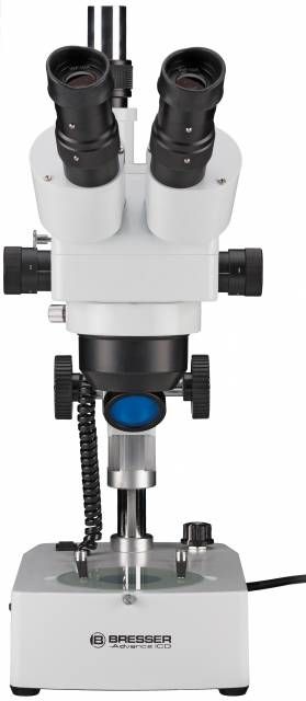 Microscope Bresser avec tête trinoculaire ajustable et éclairage transmis et réfléchi