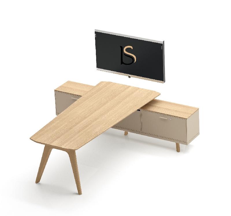 Table de réunion interactive Rail - Bralco. - Chêne blanc_3