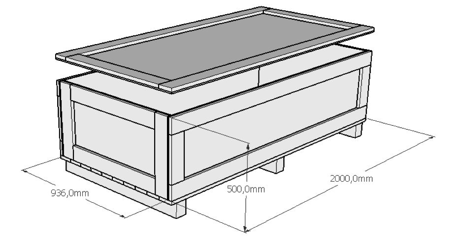 Caisse d'expédition à parois pleines avec cadre en bois massif