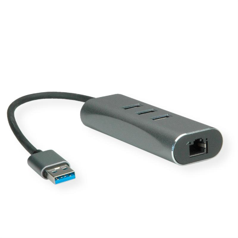 VALUE Convertisseur USB 3.2 Gen 1 - Gigabit Ethernet +Hub 3x_3