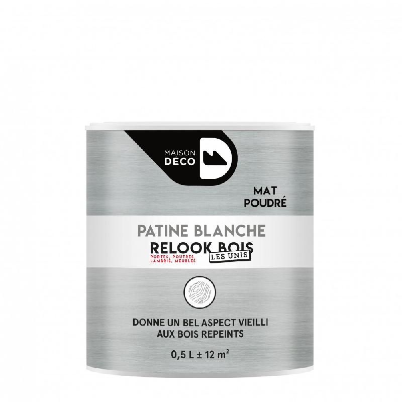 Patine poutre et lambris Relook Bois MAISON DECO - Blanche mat - 0.5L - Effet blanchi et film protecteur_3