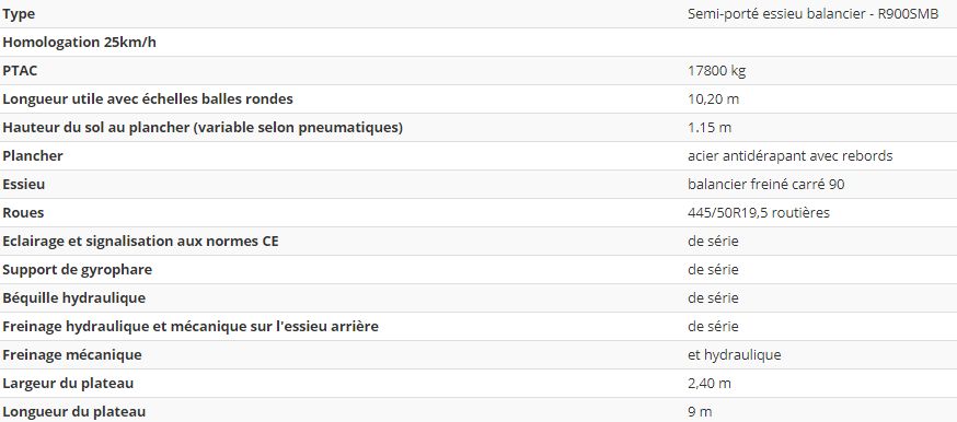 Plateau fourragers semi-porté - robust 2000 - longueur du plateau 9 m - ptac 17800 kg_3