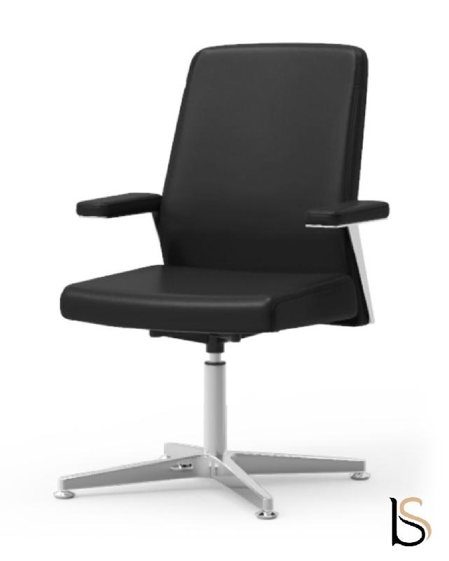 Fauteuil de réunion Teos - Mobel Linea - cuir noir, Démonté_3