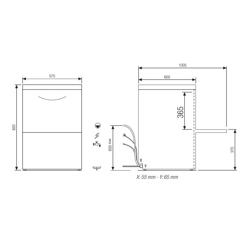Lave-vaisselle avec affichage digital Tri 400V Panier 500x500mm 6800W Gamme FAST Elettrobar Furnotel_3