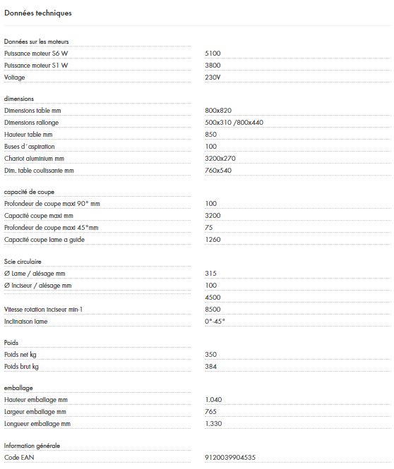 Scie à format - Holzmann TS315VF3200 - moteur S6 5100W - lame inclinable et chariot alu_3